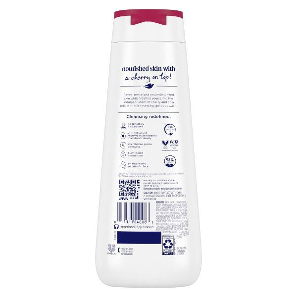 Dove Revitalize Body Wash - Cherry & Chia Milk 24hr Lotion-Soft Skin - 20 fl oz