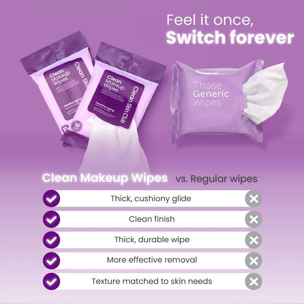 Clean Skin Club Makeup Facial Cleansing Wipes Healthy Aging - 10ct