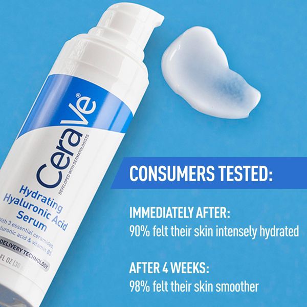 CeraVe Hydrating Hyaluronic Acid Face Serum With Vitamin B5 and Ceramides For Normal to Dry Skin– 1 fl oz