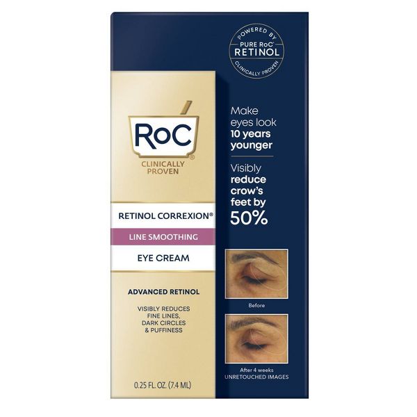 RoC Retinol Correxion Line Smoothing Anti-Aging Wrinkle Eye Cream for Dark Circles & Puffy Eyes - 0.25 fl oz