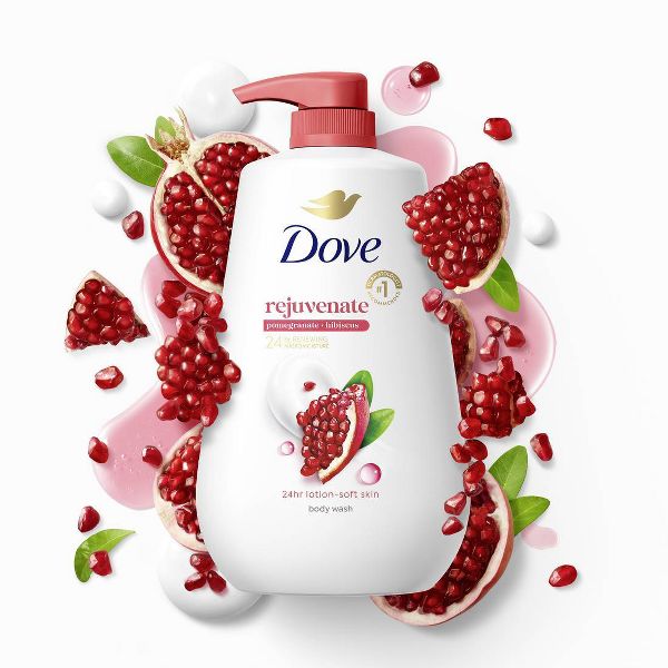 Dove Beauty Rejuvenate Body Wash Pump - Pomegranate & Hibiscus 24hr Lotion-Soft Skin - 30.6 fl oz