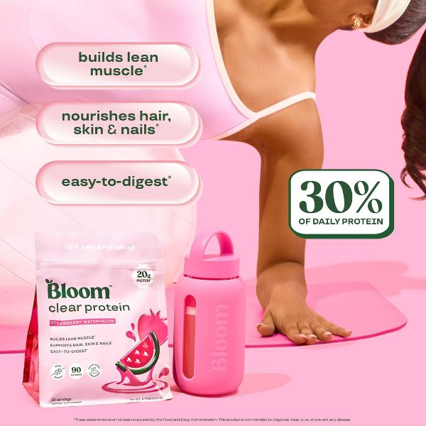 BLOOM NUTRITION Clear Protein Powder - Strawberry Watermelon - 8.71oz