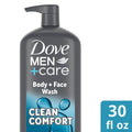 Dove Men+Care Clean Comfort Hydrating Body & Face Wash Pump - Sulfate Free - 30 fl oz