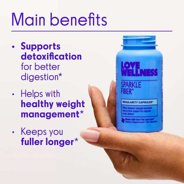 Love Wellness Sparkle Fiber Vegan Dietary Supplements for Easier Digestion & Regularity - 90ct