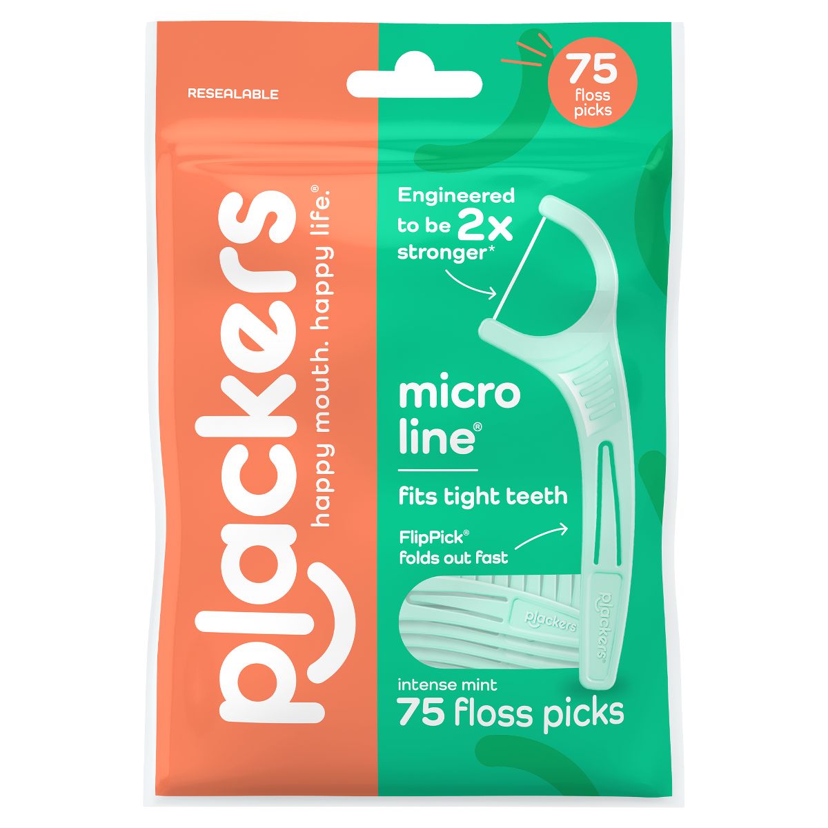 Plackers Dental Floss Picks - 75ct