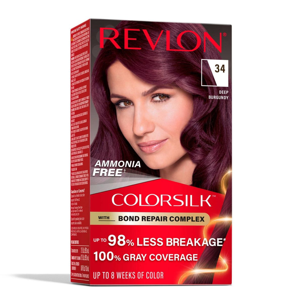 Revlon ColorSilk Permanent Hair Color with Bond Repair Complex - 34 Deep Burgundy - 4.4 fl oz: Ammonia-Free, For All Hair Types