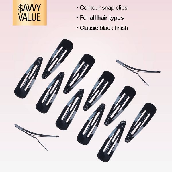 scünci Metal Snap Clips - Black - All Hair - 12pcs