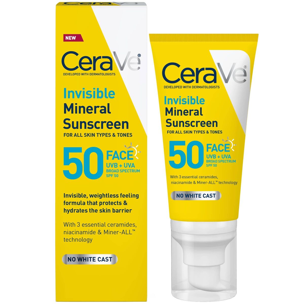 CeraVe Invisible Mineral Face Sunscreen - SPF 50 - 1.62 fl oz