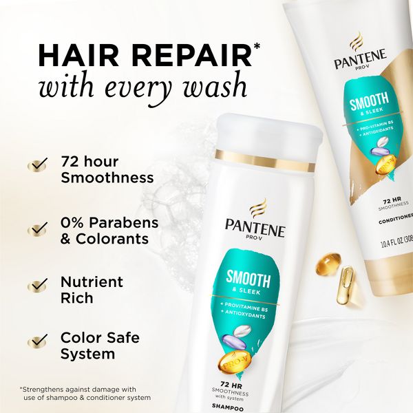 Pantene Pro-V Smooth & Sleek Shampoo and Conditioner Bundle Pack - 22.4 fl oz