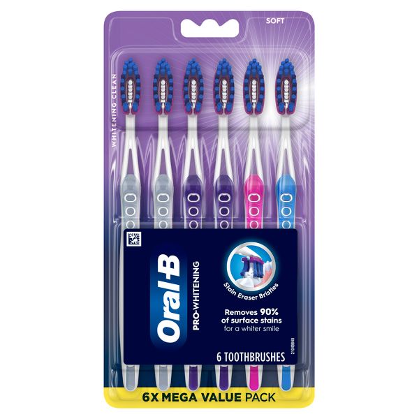 Oral-B 3D White Pro Flex Soft Manual Toothbrush - 6ct