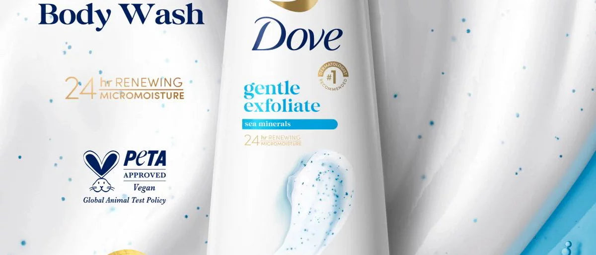 Dove Beauty Gentle Exfoliating Body Wash Pump - Sea Minerals 24hr Lotion-Soft Skin - 30.6 fl oz
