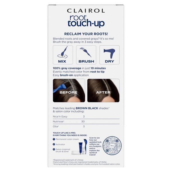Clairol Root Touch-Up Permanent Hair Color - 2 Black Hair Dye Kit