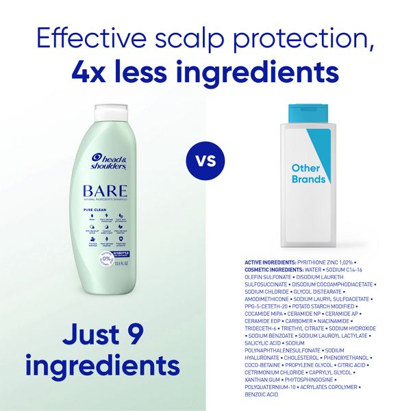 Head & Shoulders Bare Anti Dandruff Soothing Hydration Shampoo, Sulfate Free - 13.5 fl oz